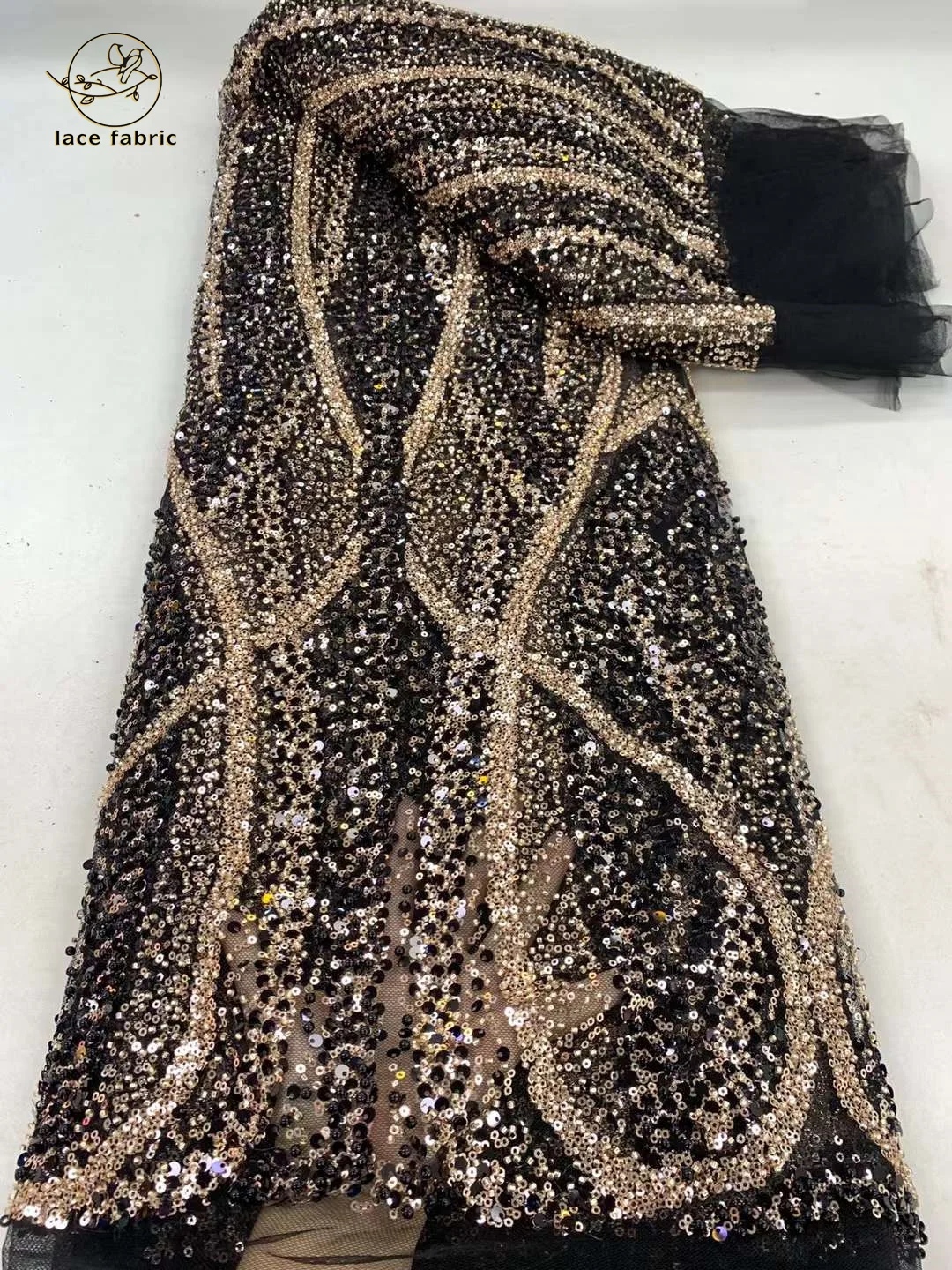 

Fashion French Mesh Groom Embroidery Beaded Lace Fabric Sequins African Nigerian Mesh Lace Fabric For Wedding Party Dress Sewing