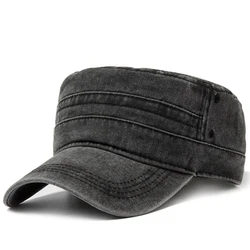 CNTANG 2024 Vintage Men's Military Cap Spring Summer Fashion Army Flat Hats For Men Casual Washed Cotton Sunscreen Baseball Caps