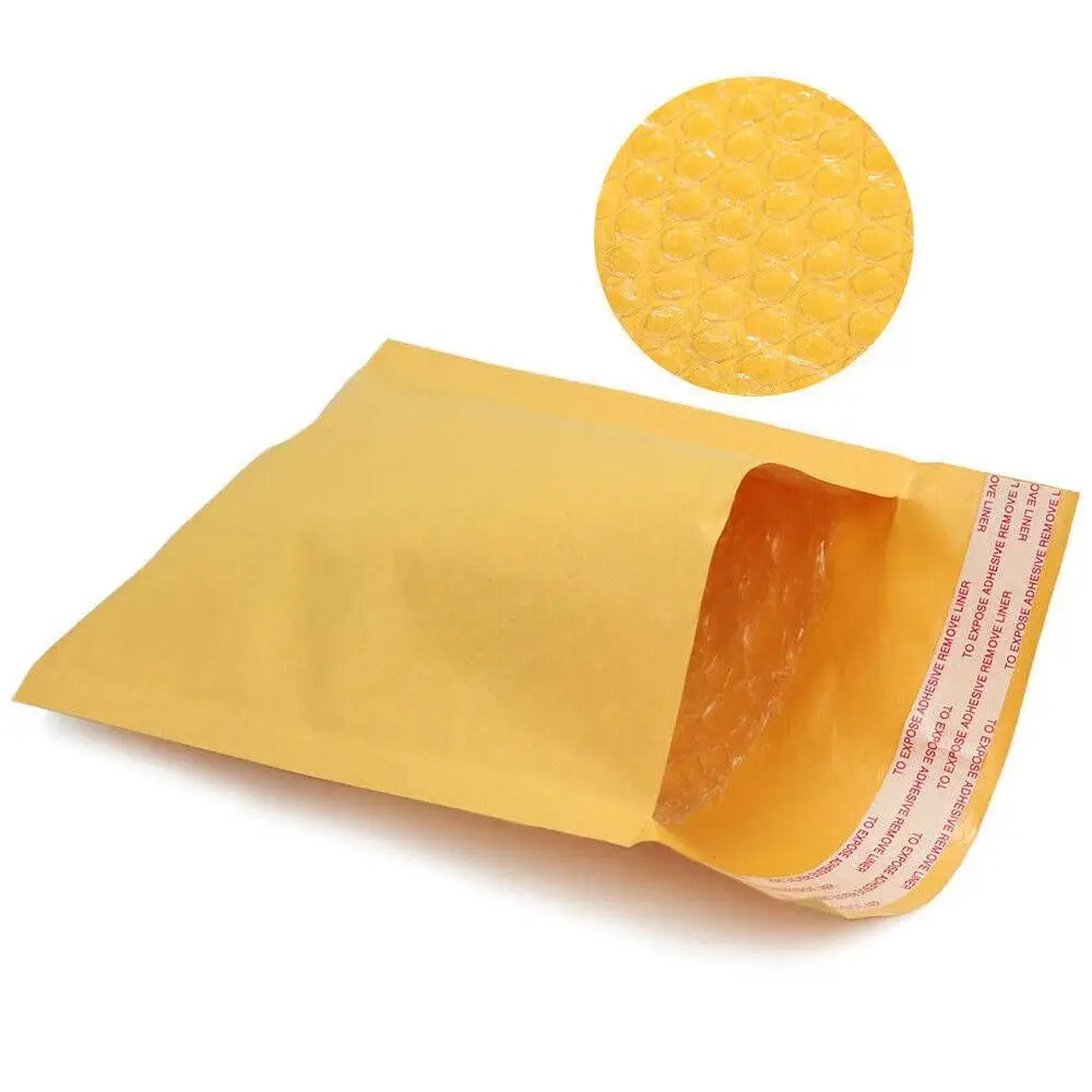 50 pièces # 3 enveloppes à bulles Kraft 8.5x13.5 pouces, sacs rembourrés d'expédition, enveloppes auto-scellantes, légères, fabriquées aux états-unis