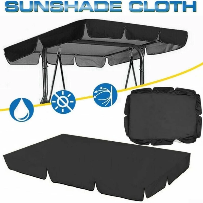 Outdoor Swing Canopy Replacement Cover for 3 Seater Patio Swing Chair Waterproof UV Protection Garden Swing Roof Sun RainShelter