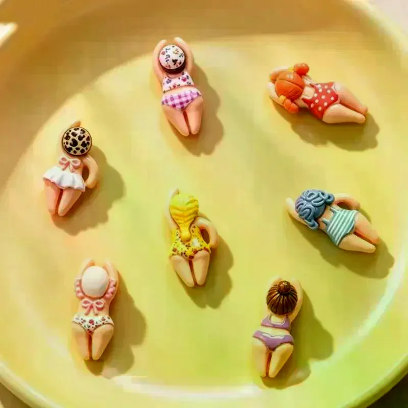 7/14pcs Cute Bikini Girl Mini Resin Figurines Swimming Figure DIY Crafts Phone Case Decoration Scrapbooking Desktop Decor