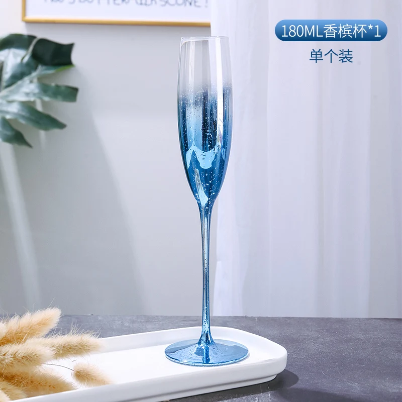 Blue Starry Sky Crystal Glass Goblet Red Wine Glass Mug Home High Value Party Grape Champagne Glass Cocktail Set Furniture Items