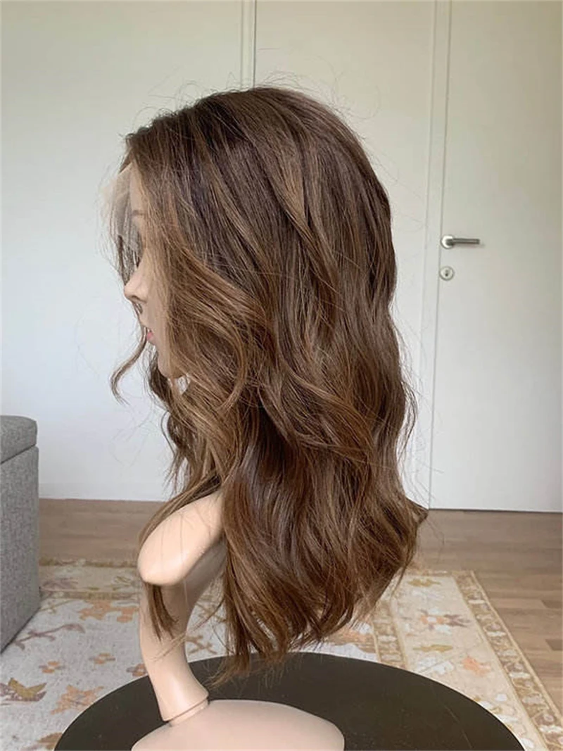 باروكات الشعر البشري البني موجة فضفاضة البرازيلي عذراء الشعر الدانتيل الباروكة الأمامية للنساء غلويليس شعري طبيعي شعر مستعار عالي الجودة