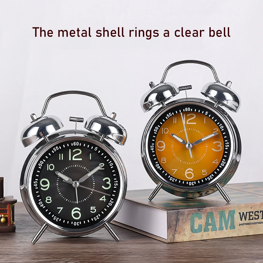 Vintage Tabletop Clock With Silents Sweep Movement ,Super Loud Retro Alarm Clock  Night Light For Nighttime Visibility For Kids