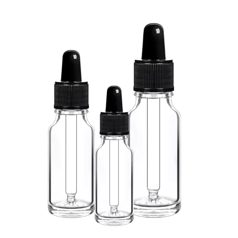 2PCS Transparent screw-top glass dropper bottle brown essential oil bottle 10ml15ml20ml30ml50ml100ml dropper bottle with cap