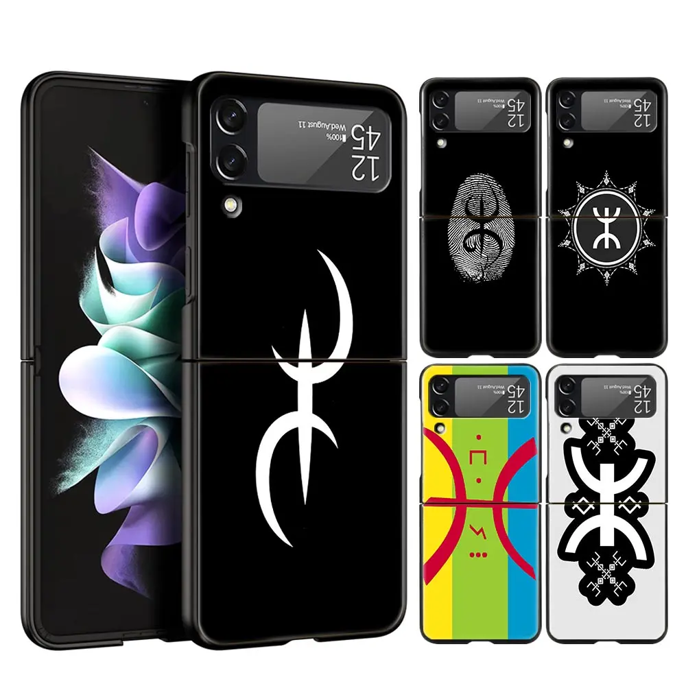 Amazigh Berber Flag Phone Case for Samsung Z Flip 3 4 5 Folding Mobile Black Shell For Samsung Z Flip3 Flip4 Flip5 PC Hard Cover