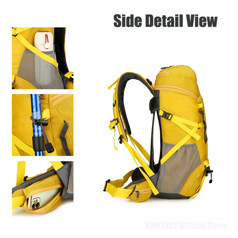 50L حقيبة السفر التخييم الرجال حقيبة ترحال كبيرة حقيبة الظهر السياحية مقاوم للماء الرياضة في الهواء الطلق تسلق حقيبة تسلق الجبال الأمتعة