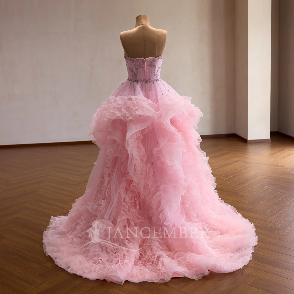 Customized Shiny Princess Sweet 16 Dress Quinceanera Dresses Lace Beading Crystal Tiered Organza Party Birthday