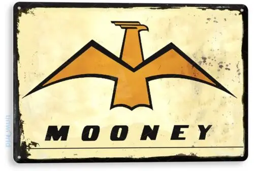 Mooney Sign, Airplane Hangar, Retro Pilot General Aviation Airport Tin Sign C121