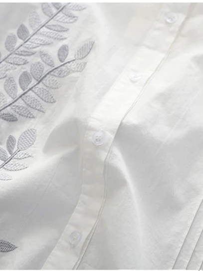 Ele Long Sve Women's irt Autumn New Sle Pleated Mid-Length Embroidered Base irt Top Korean Sle Loose Fit