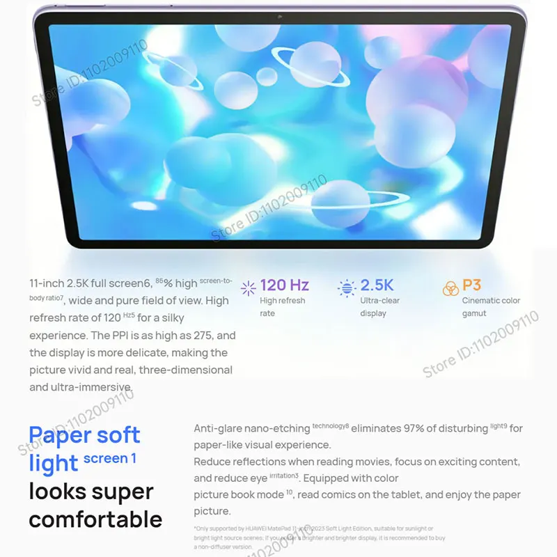 Huawei-MatePad 11 2023 Tablet, 120 Hz Classe PC, Escritório WPS, Qualcomm Snapdragon 870, Versão Soft Light