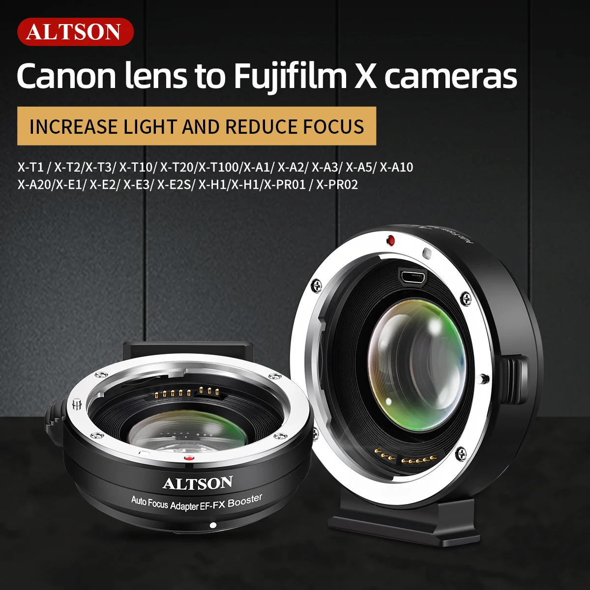 ALTSON EF-FX Booster Auto Focus 0.71X Reducer Speed  AF Lens Adapter Mount for Canon EF Lens to Fuji X-mount Mirrorless Camera