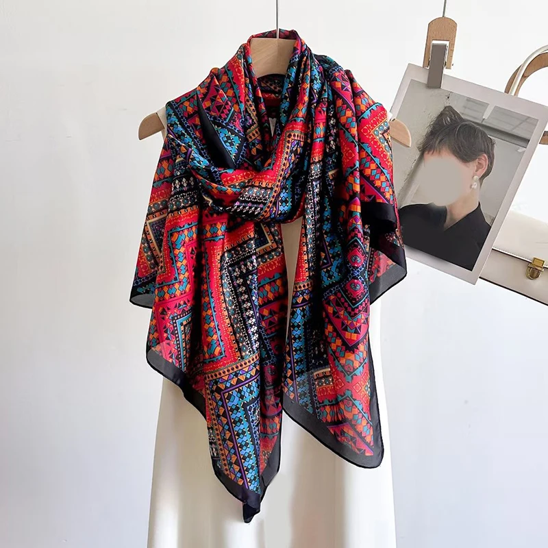 Spring Scarf Women\'s Luxury Design Polyester Material Smooth Scarf Soft Shawl Beach
