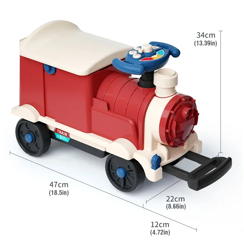 Zestaw zabawek dla dzieci 3 w 1: skrzynka narzędziowa, kolejka z pojazdami, zabawki kuchenne, zestaw sprzętu lekarskiego, siedzisko, wielofunkcyjne przechowywanie, zabawa w udawanie.