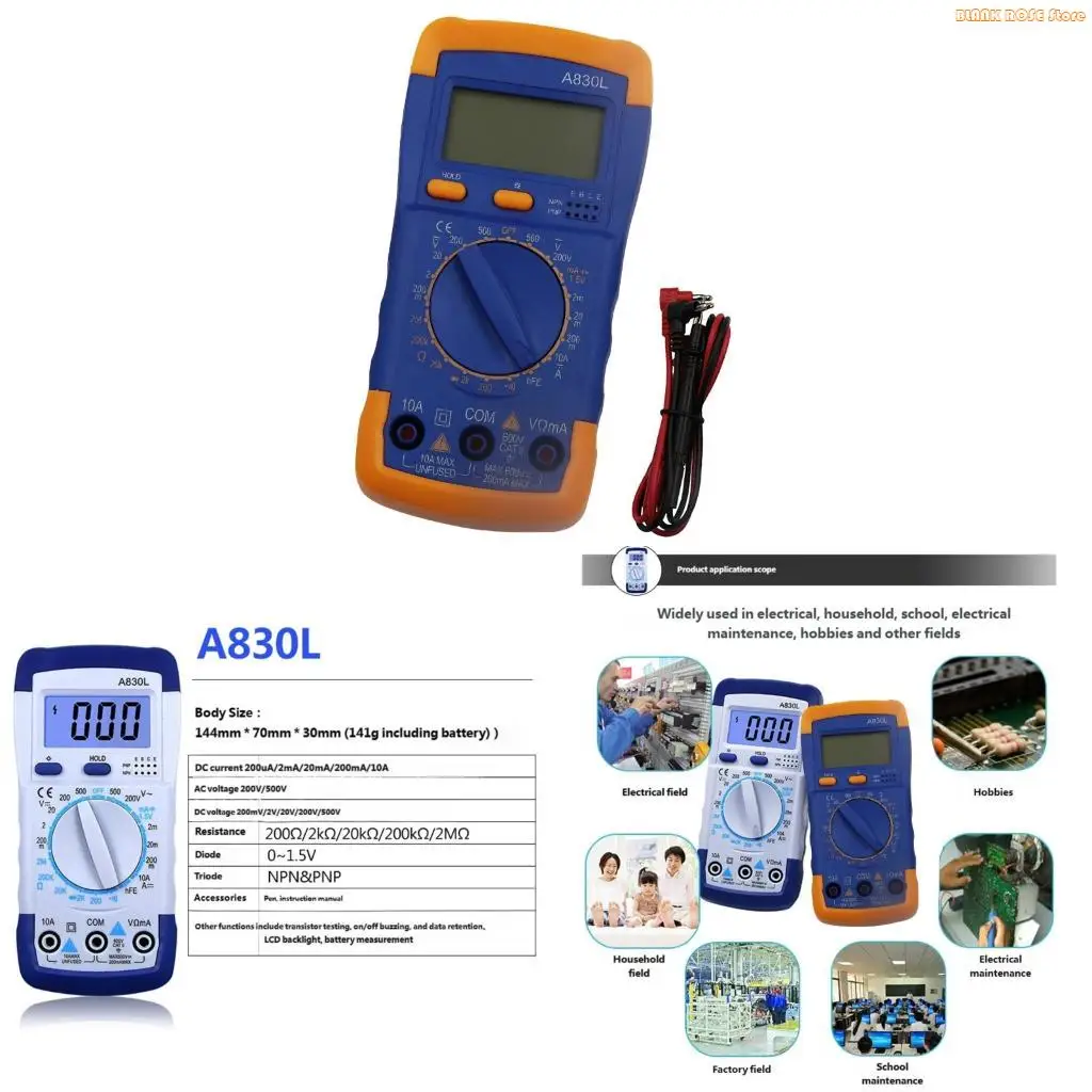 K1AE Multimeter Tester Digital Multimeter ,Voltmeter Ohm Voltages Voltages, Current, Resistance Continuitys