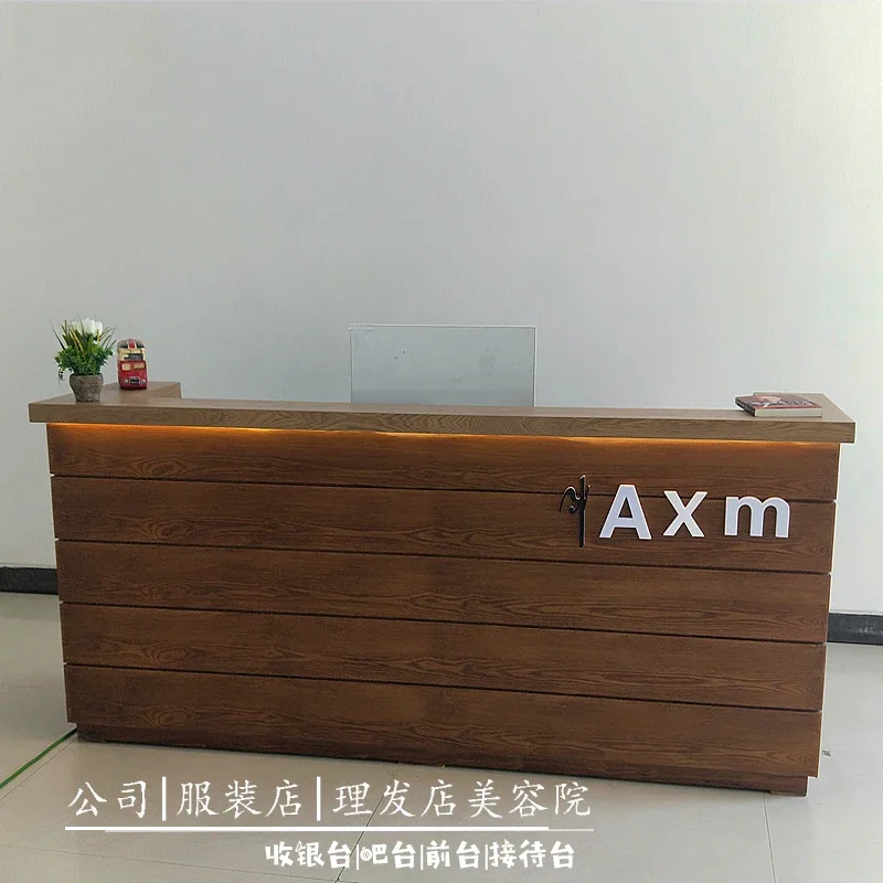 ZPink Reception Desk Grocery Store Counter Cashier Table Front Clothes Modern Luxury Furniture Help Wooden Podium Stand Bureau
