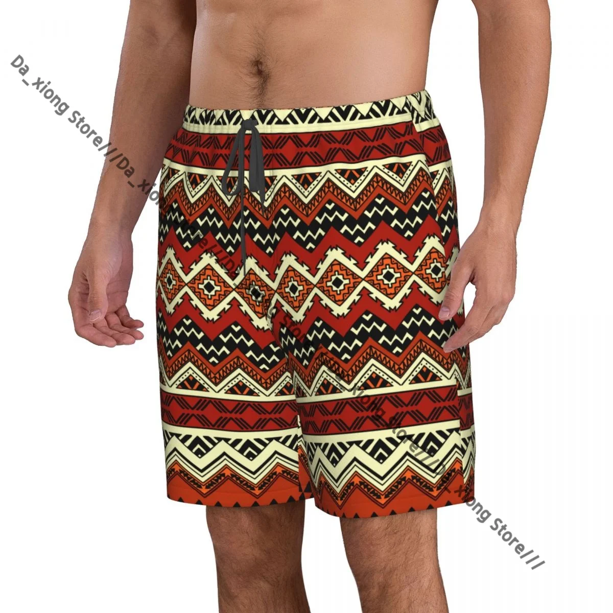Man Swimwear Africa Ethnic Abstract Geometric Ornate Tribal Swim Shorts Trunks Beach Board Shorts Swimming Swimsuits
