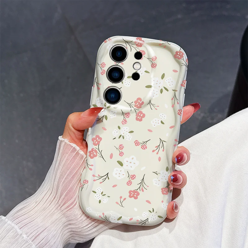 Phone Case For Samsung Galaxy S26 S24 S25 Plus Ultra A57 A56 A55 A36 A37 A07 A17 A27 A15 Cover Glossy Watercolor Floral Shell