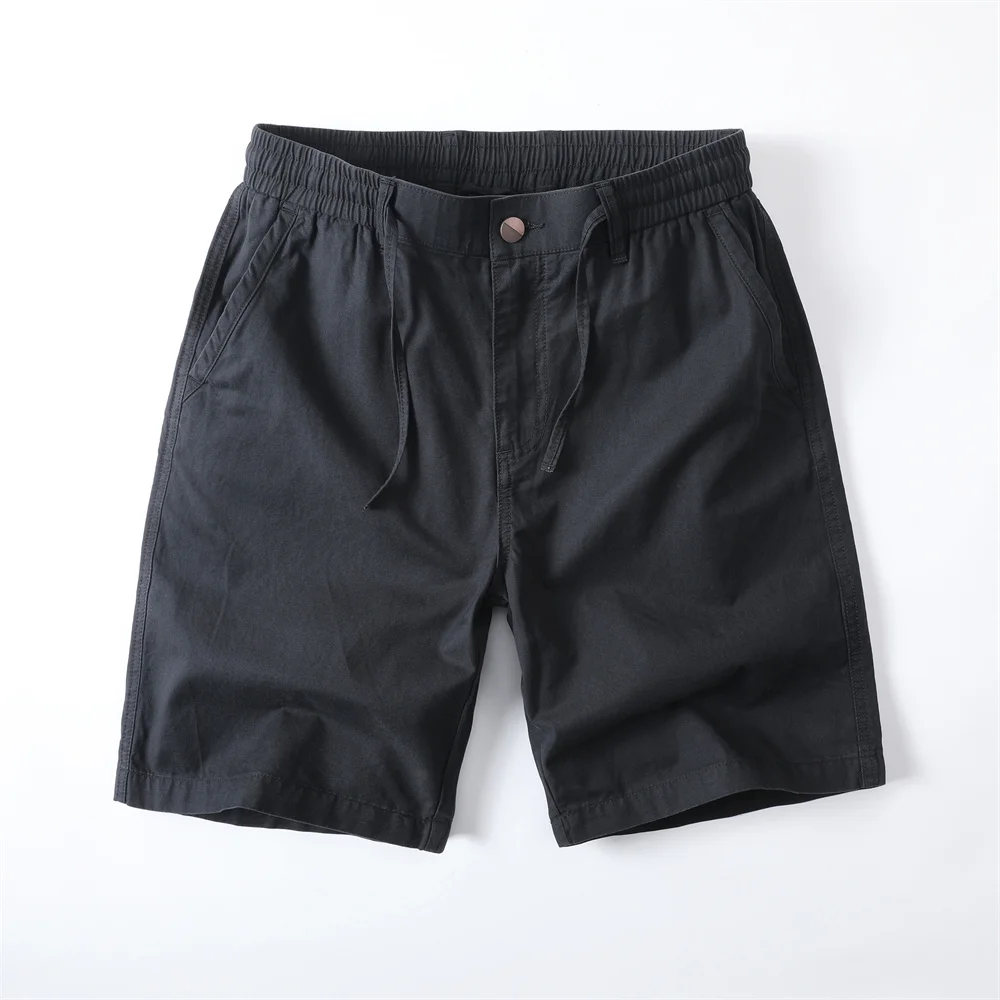 Men's Solid Color Casual Summer Shorts Cotton All Match Loose Cargo Shorts Knee Length Fashion Outdoor Pants Sports Shorts