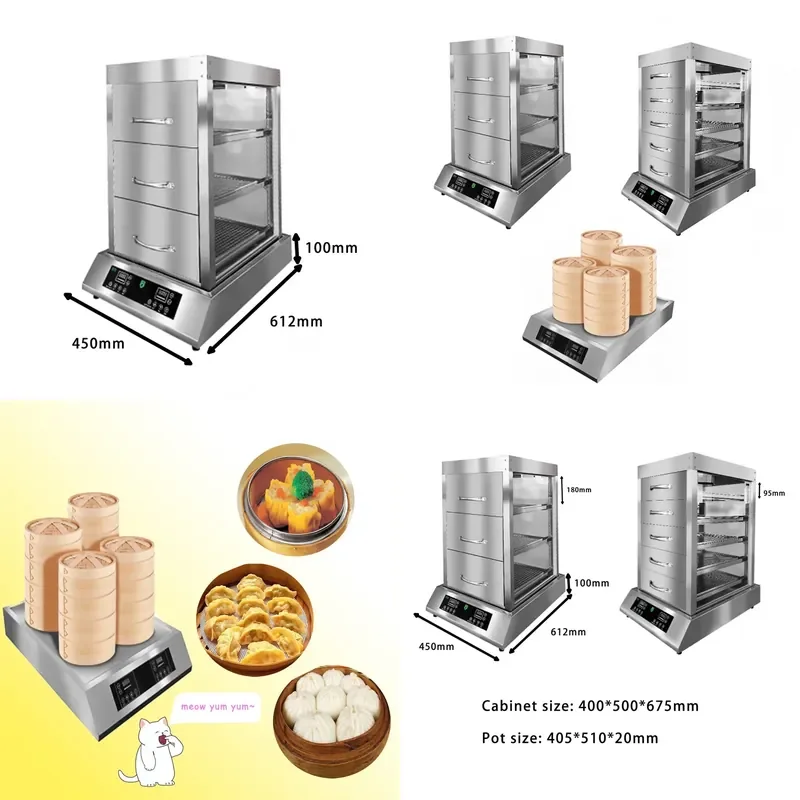 for New Electric Steamer Large Multi Layer Stainless Steel  Buns and Vegetables