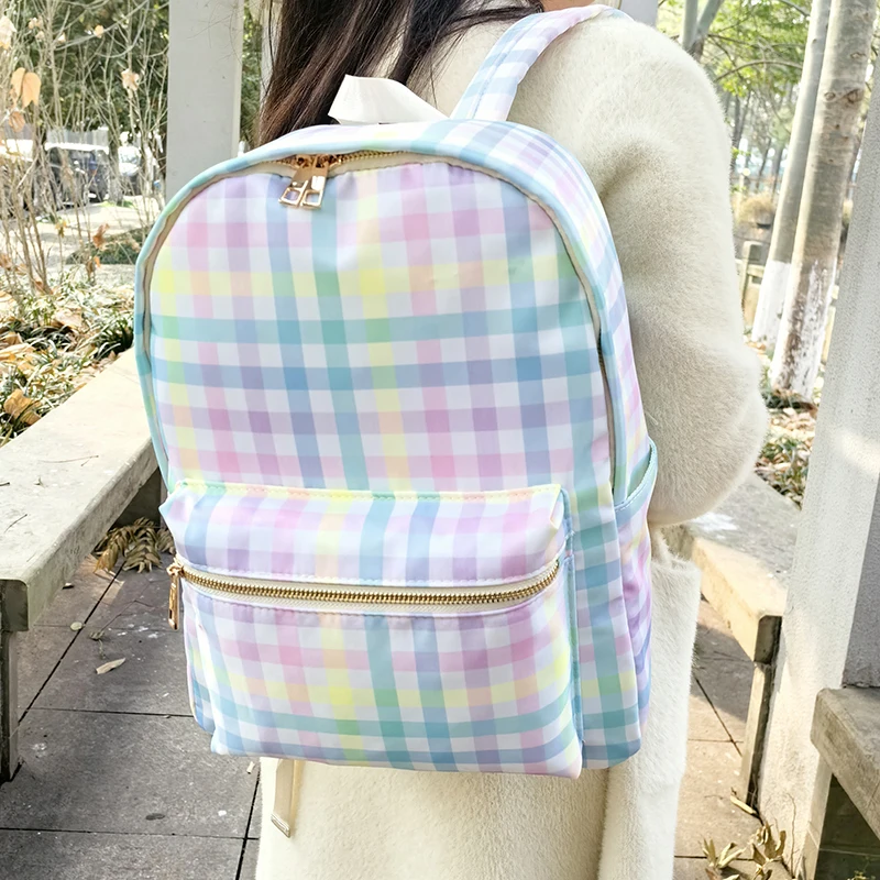 2024 New Design Plaid Preppy Backpack Teen Girls Back to School Supplies asual Daypack Tablet Travel Backpack School Bag