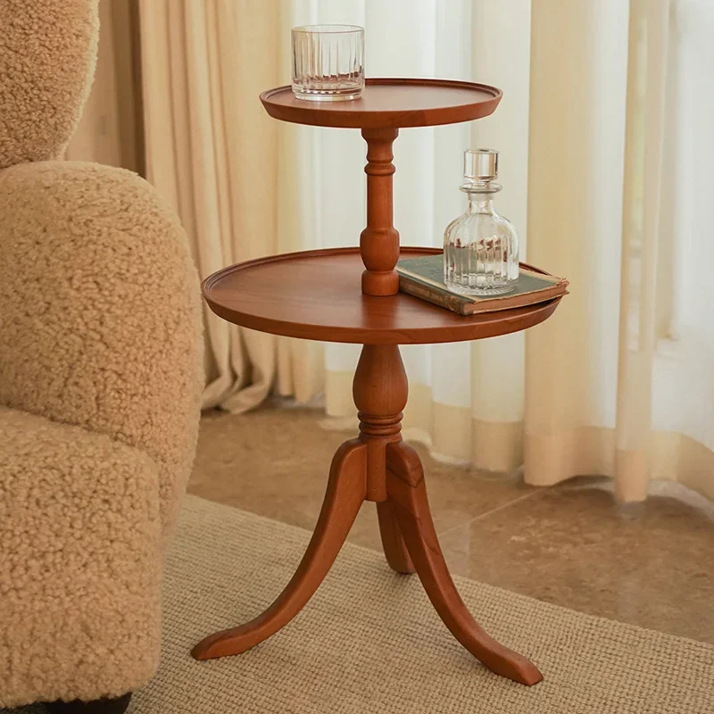 Side table small coffee table household living room bedroom retro bedside tab le double layer small
