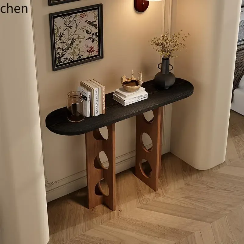 HYSNew Chinese Solid Wood Hollow Entrance Table Modern Simple Wind Entrance Cabinet Display End View Supply Table