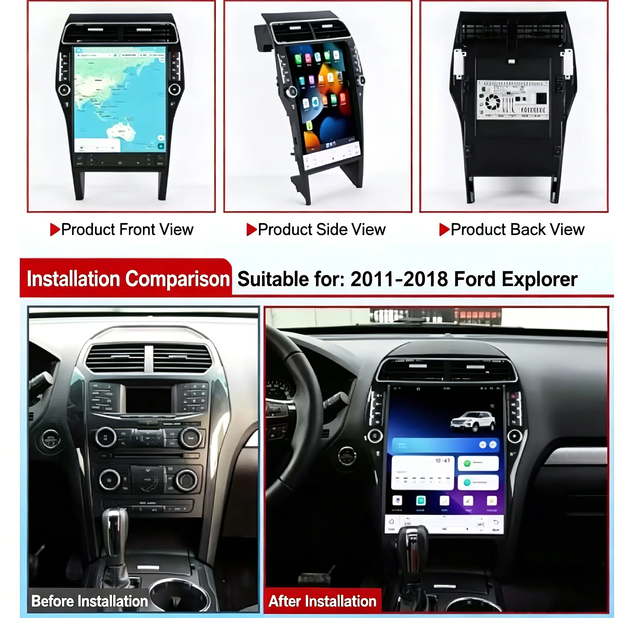 16.2'' Android Style Screen Car Radio For Ford Explorer 2011-2019 Wireless Carplay Auto GPS Navigation 4G Head Uint Radio Player