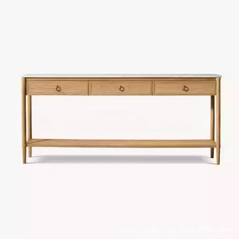 Solid wood marble entrance table French retro entrance table living room coffeesofa back