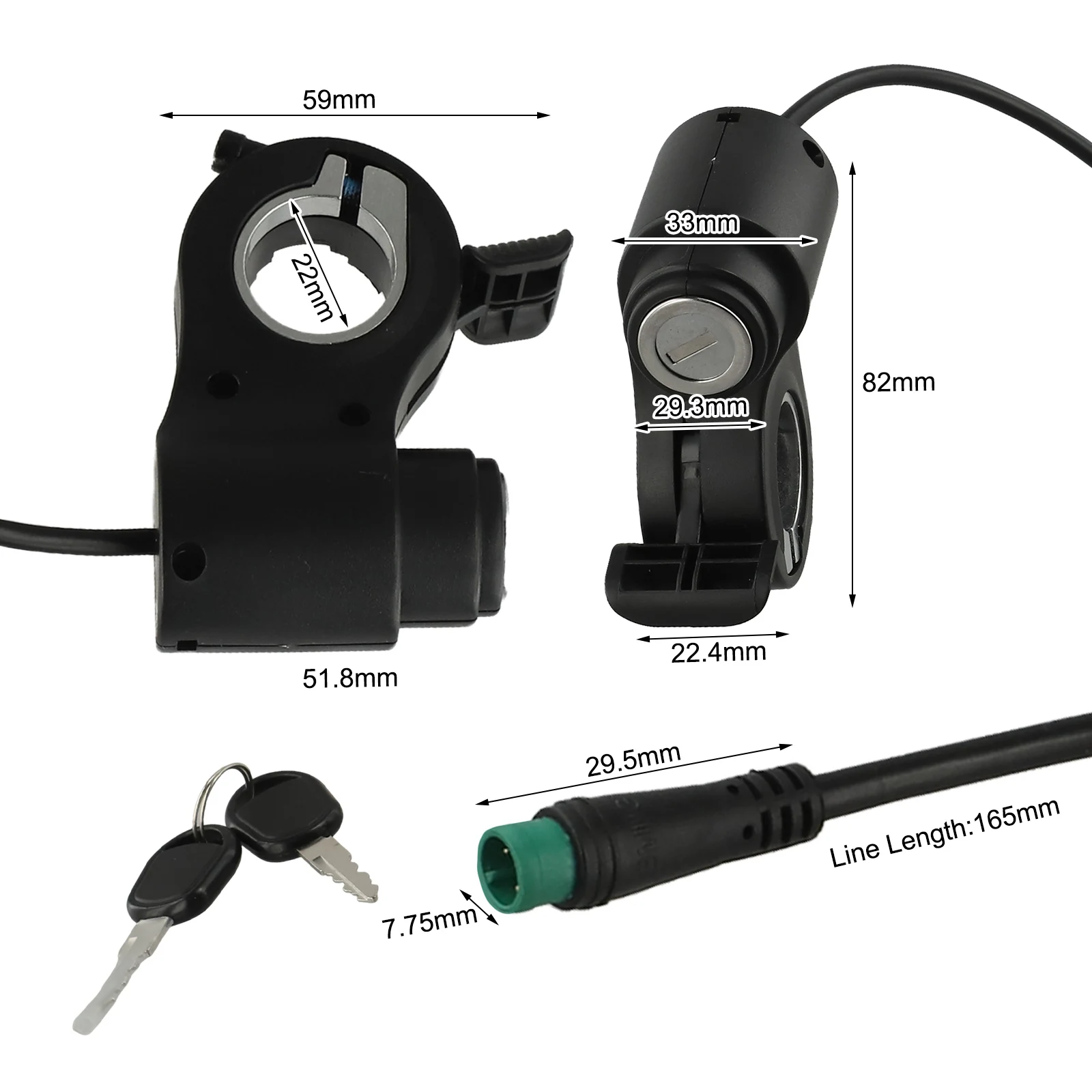 For Kukirin For G2 Pro Max Electric-Scooter Door Lock 5-Pin Plastic Replacement Key Switch Black/