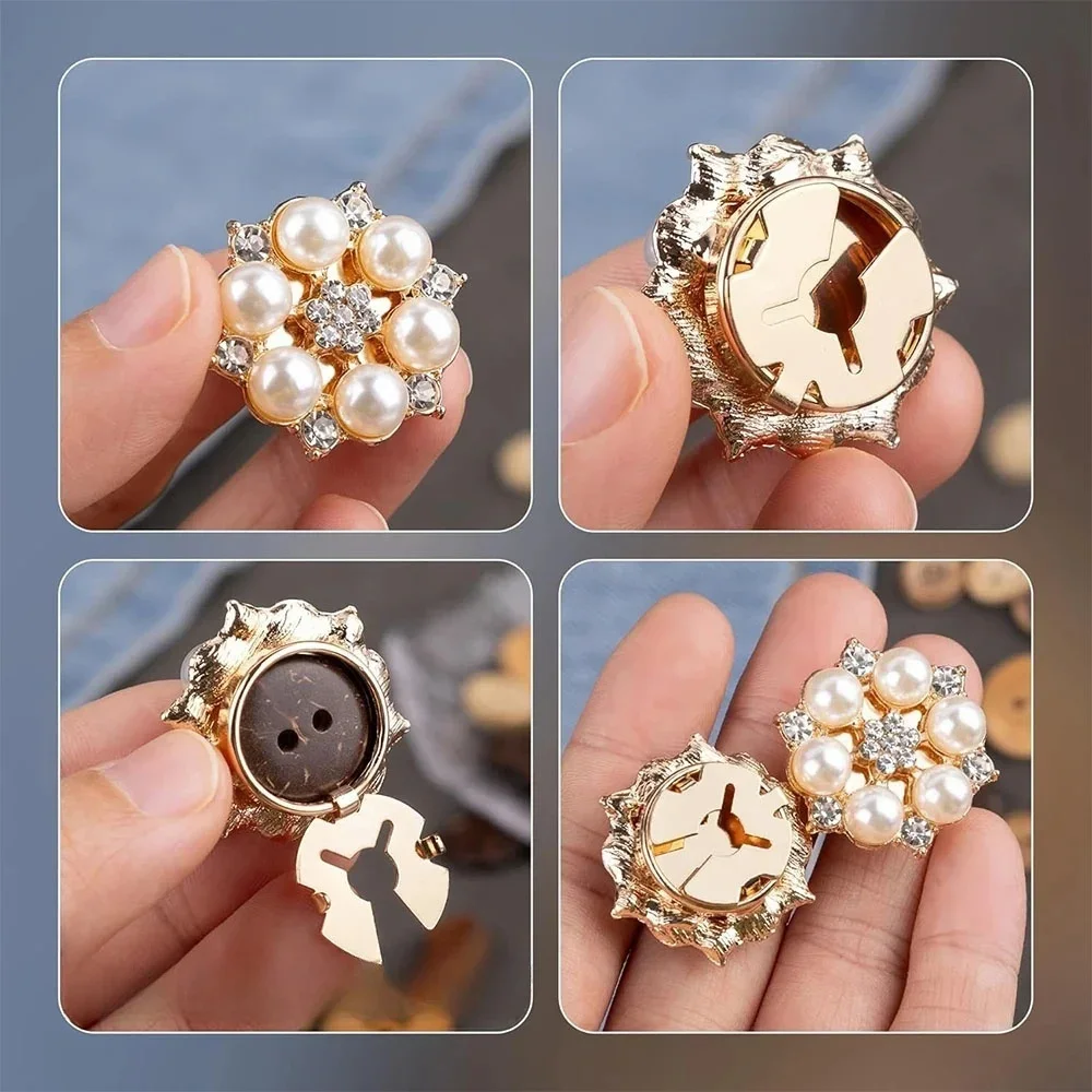 كريستال اللؤلؤ زر يغطي انفصال كليب على قميص معطف أزرار الزخرفية زر الخياطة DIY بها بنفسك البلوزات الملابس النساء الرجال