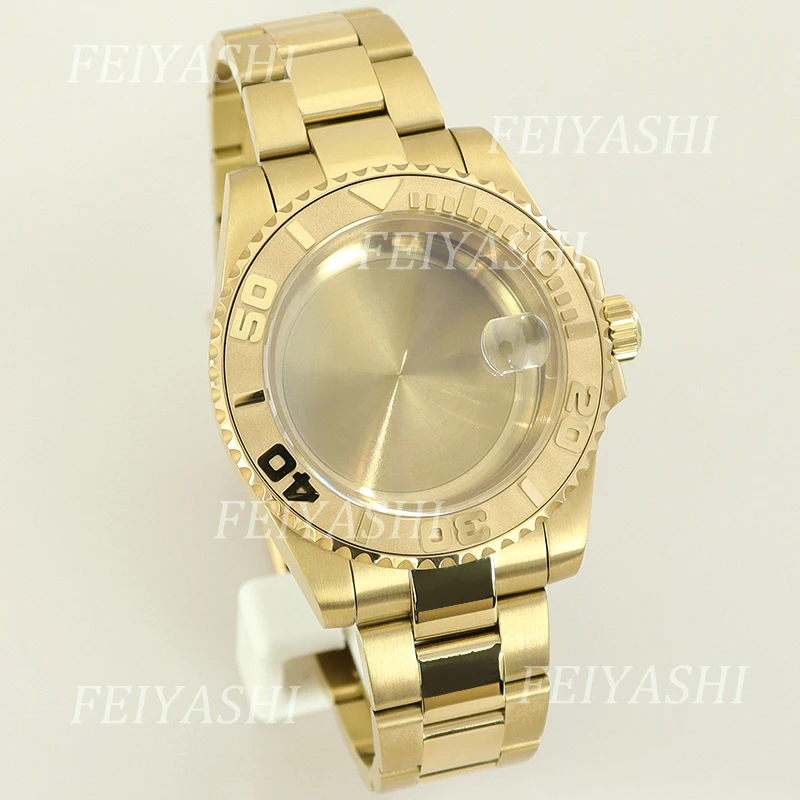 Gold 40mm Watch Case 20mm Watchband Sapphire Glass For Seiko NH35 NH34 NH36 NH38 Miyota 8215 ETA 2824 Movement 28.5mm Dial Parts