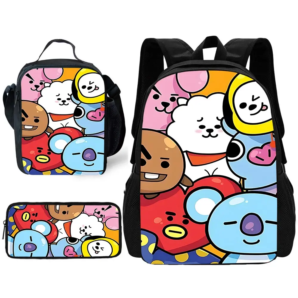 Leuke Cartoon Kind Schoolrugzak met Lunchtassen, Potloodtassen, B-BT-21-S Schooltassen voor Jongens Meisjes Beste Cadeau