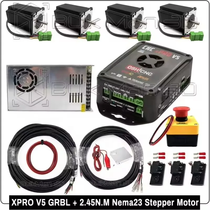 10%OFF BulkMan3D Hot Selling Lead CNC Full Kit XPROV5 Controller 2.45N.m Open Loop Motors 4-Axis Wood Router Engraving Machine