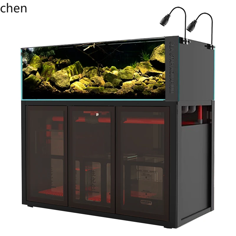 

HTT bottom filter stream tank fish tank full set living room water-free large ecological glass