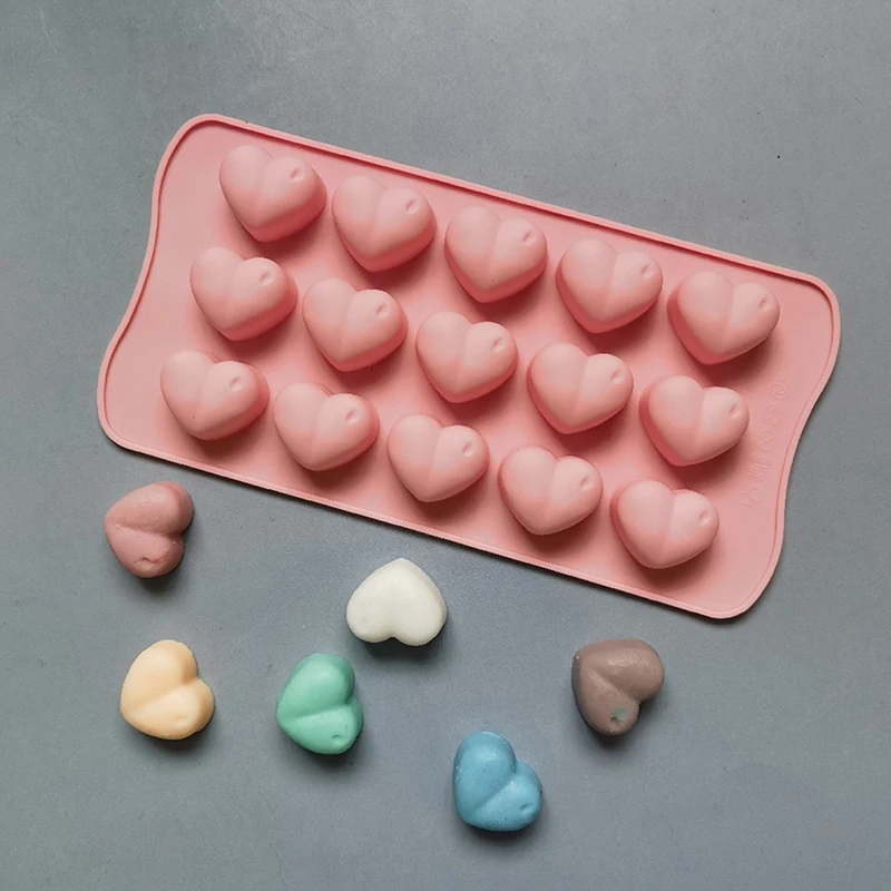 New 15 Hole Heart Shaped Silicone Chocolate Mould Valentine Jelly Ice Soap Candy Chocolate Candy Cake Molds Baking Accessories