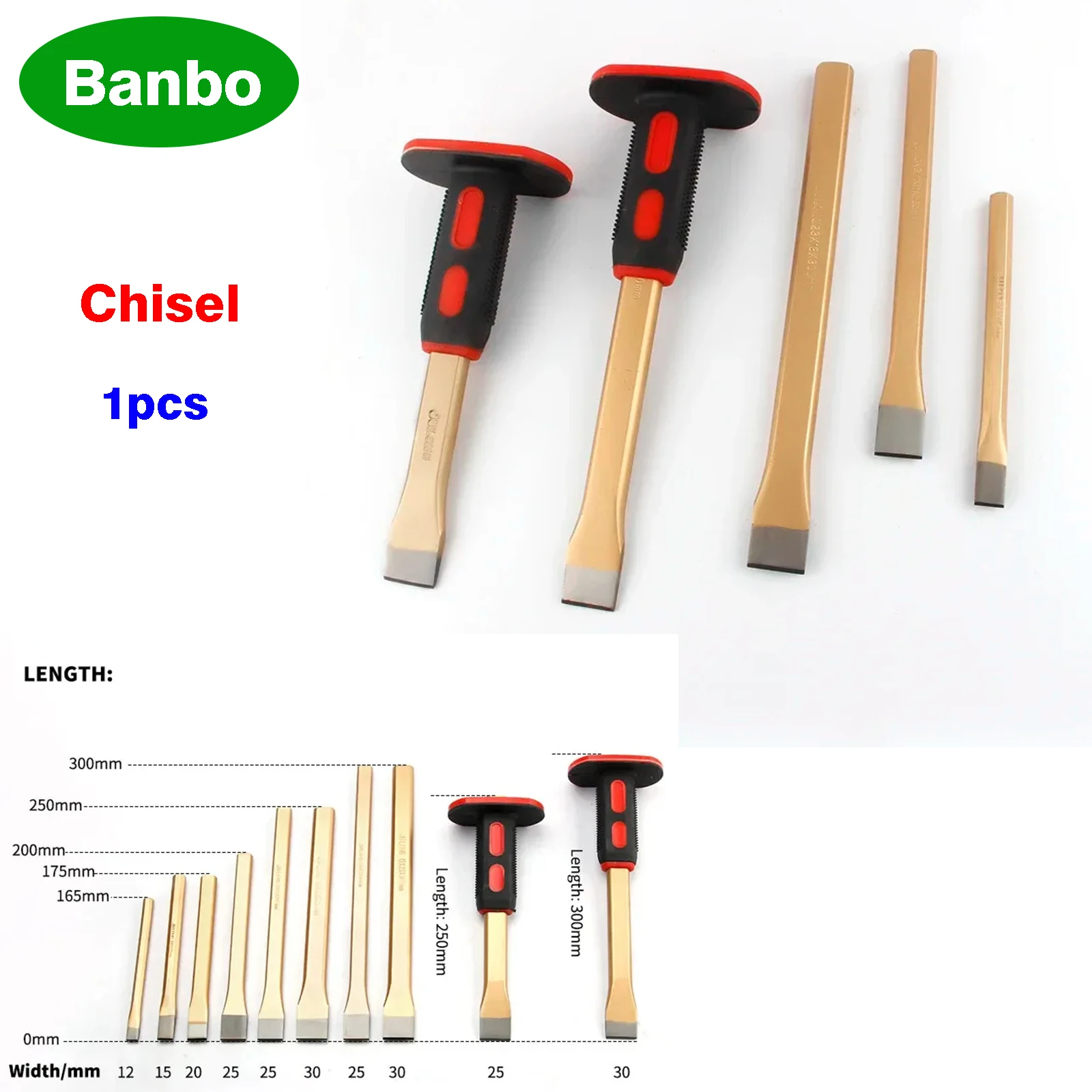 

Flat Chisel Masonry Chisel Cement Fitter Chisel Alloy Steel Stainless Steel Metal Iron Stone Chisel 175 200 250 300mm