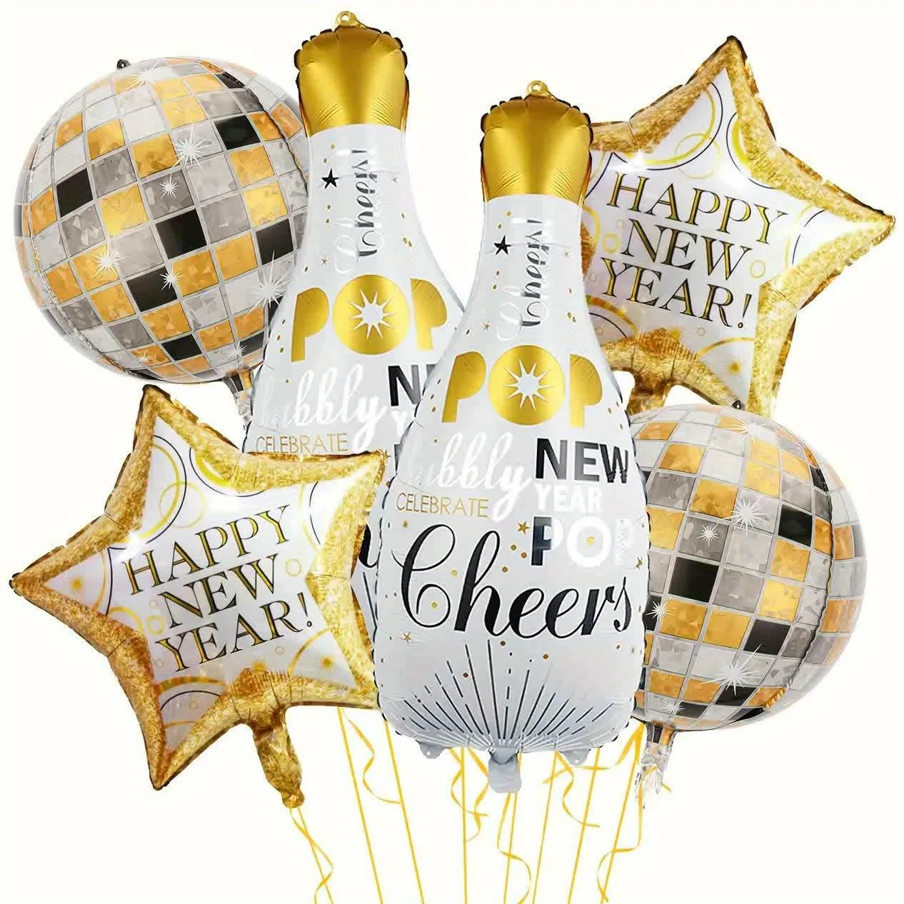6 stücke Frohes Neues Jahr Aluminium Folie Ballons Wein Flasche Foto Rahmen Ballon Party Dekoration Anordnung Ballons Ballon Liefert