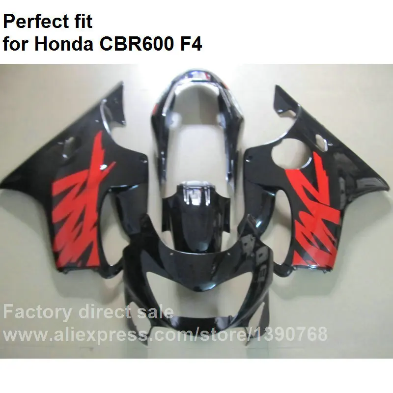 High quality ABS fairings for Honda black red CBR 600 F4 1999 2000 fairing kit CBR600 F4 99 00 DF54