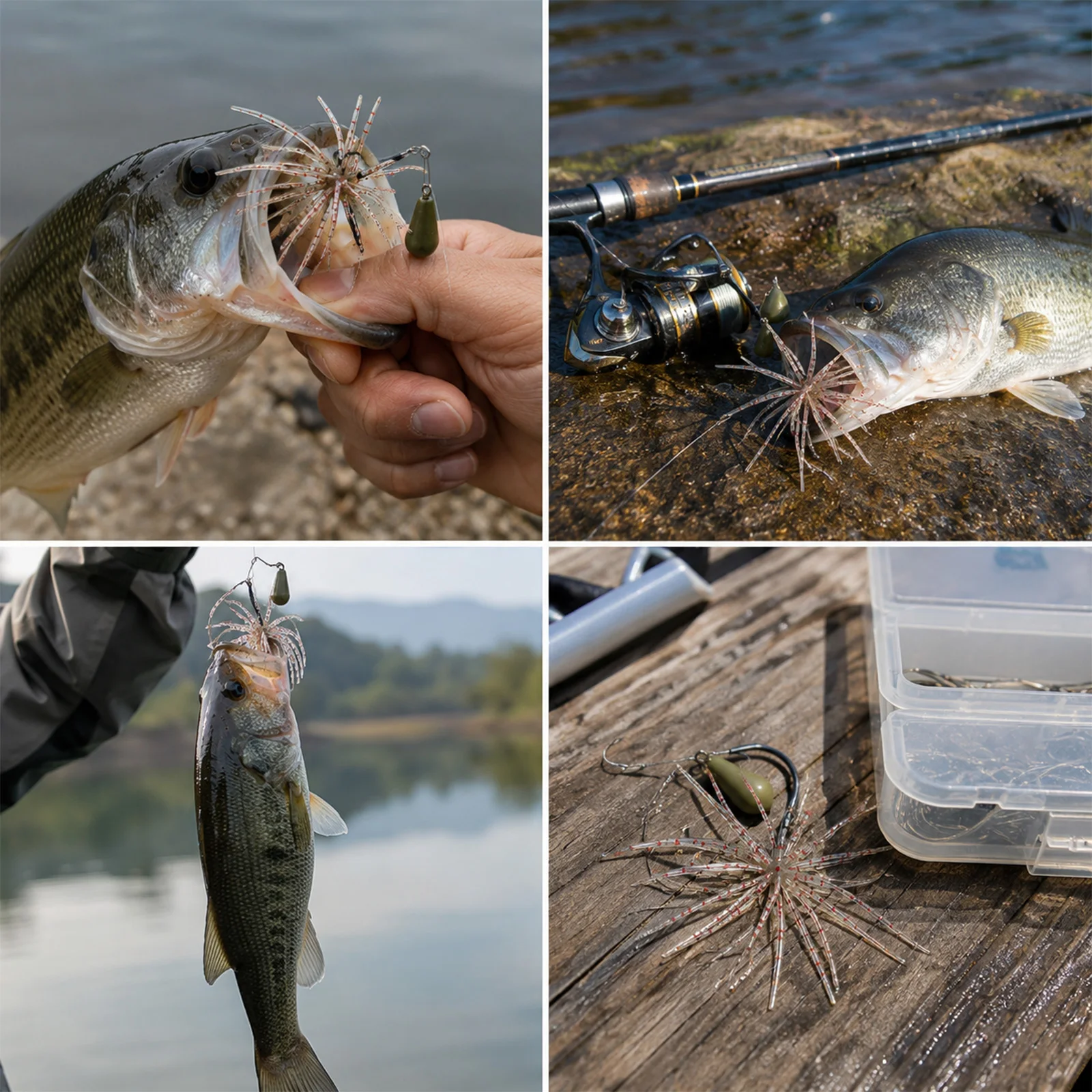 FishTrip Fuzzy Dice Angelköder 3,7-4,3 Zoll, Schwimmender TPE Seeigel Weichplastikköder, Wacky Ned Drop Shot Neko Rig Kreaturenköder – Detail 7