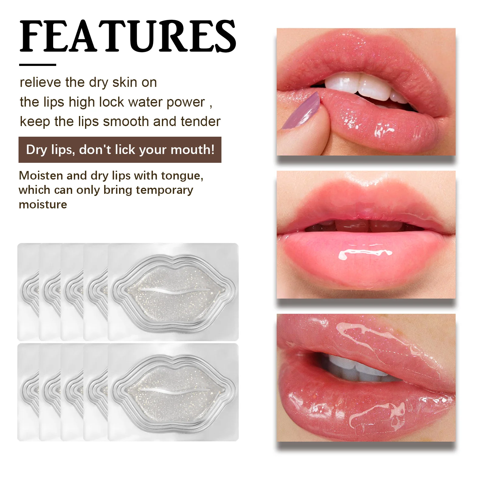 قناع الشفاه من الكولاجين البحري من Hoygi لإصلاح وترطيب الشفاه الممتلئة باللون الأحمر الساطع وخطوط الشفاه الميتة وإزالة الكراك الجاف