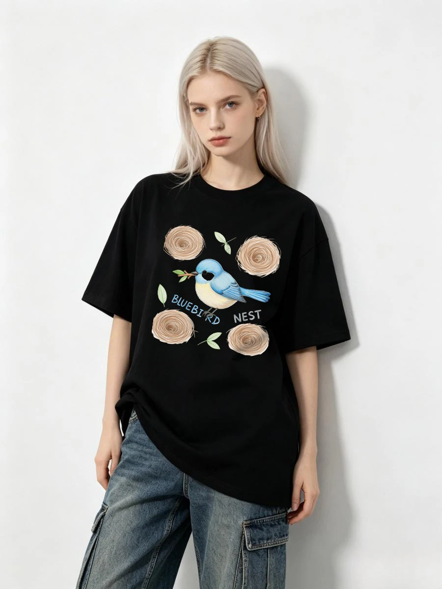 T-shirt Femme Optimiste à Motif Graphique en Coton de Qualité Doux Confortable Décontracté pour l'Été Tendance Imprimé Mode Cool