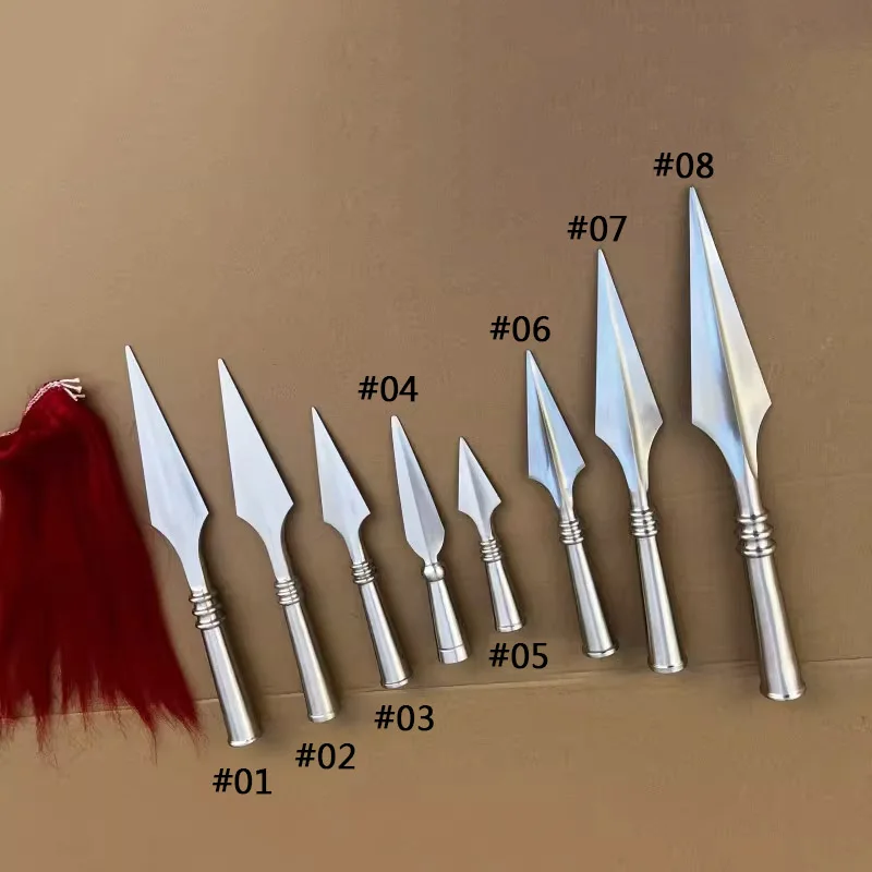 Martial Arts Equipment Red Tassel Spearhead Stainless Steel Training Spear Stage Performance Blunt-Edge Unsharpened Cutlery
