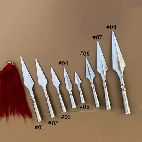 Imagen 2 del producto Equipo de artes marciales, punta de lanza con borla roja, lanza de entrenamiento de acero inoxidable, puesta en escena, cubiertos sin afilar con borde romo