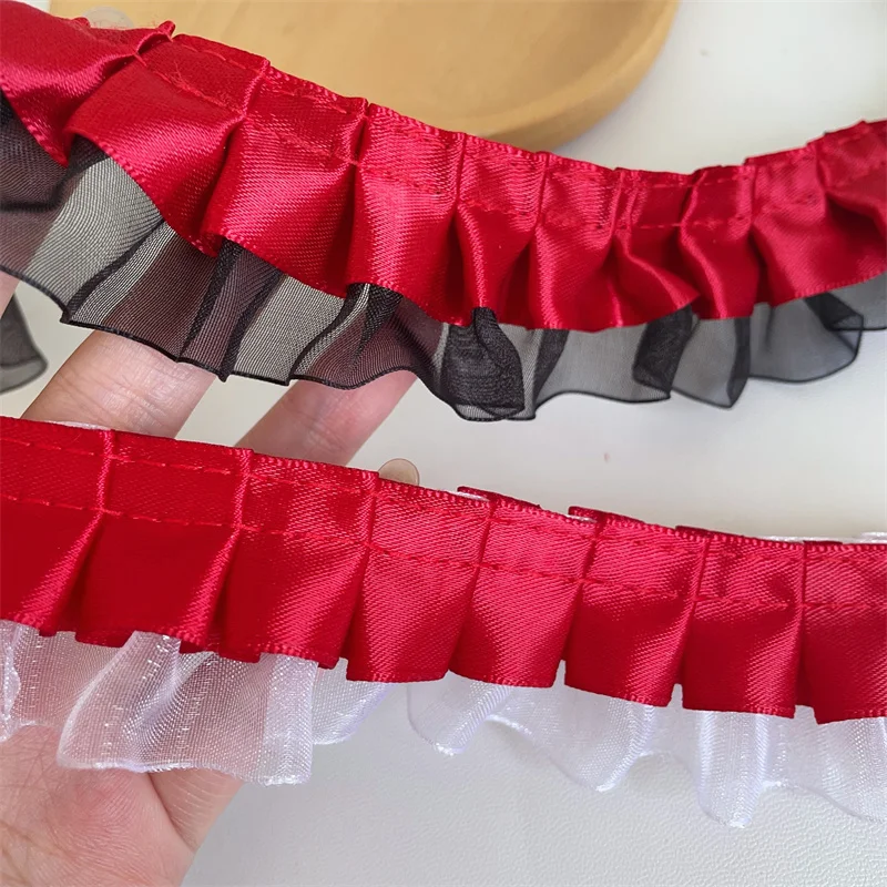 Red Black Red Lace Collection Supporting Fan DIY Handmade Decoration Lace Material Fabric Bar Pain Pack