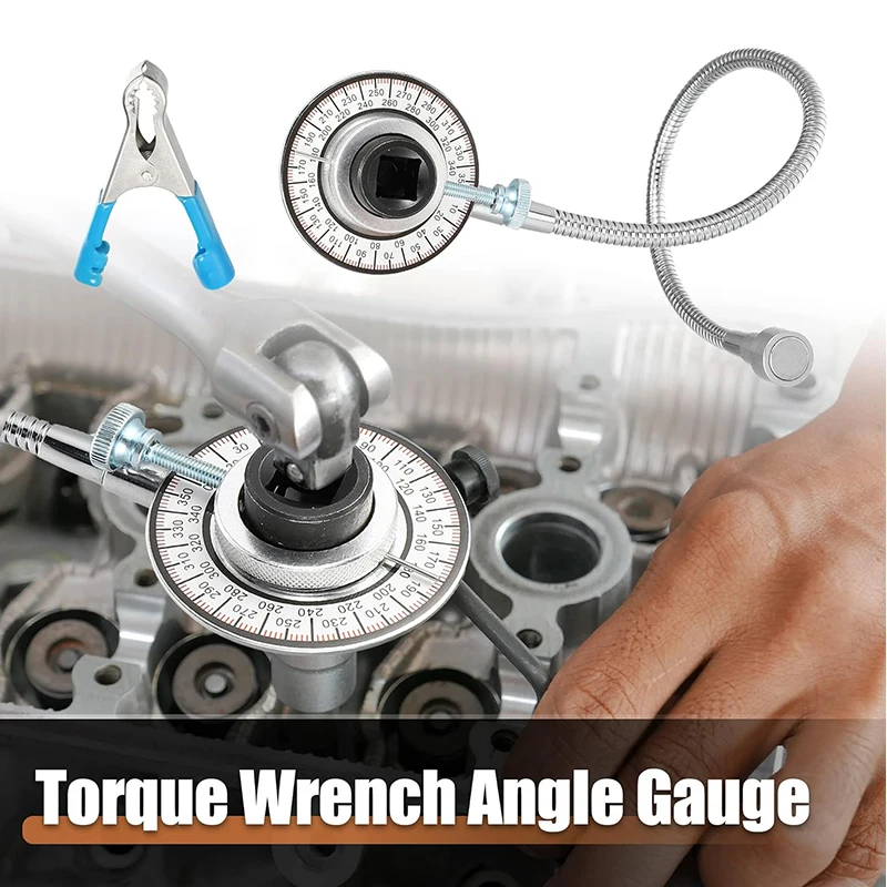 Ajustável Drive Torque Medidor Wrench Set, Medidor de ângulo, flexível Clip Arm, Profissional Ferramenta de Medida, 360 °, 1/2"