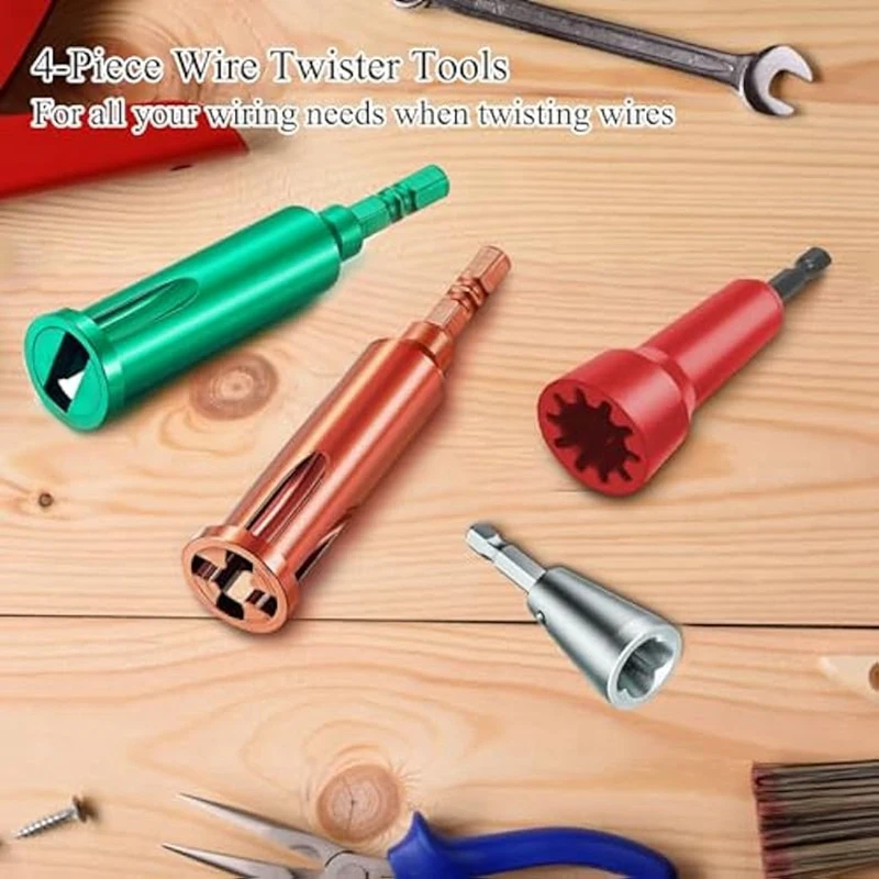 4PCS Wire Twisting Tool,Wire Stripper And Twister,3Way/5Way Wire Stripping Tool And Wire Cap Twisting Tool