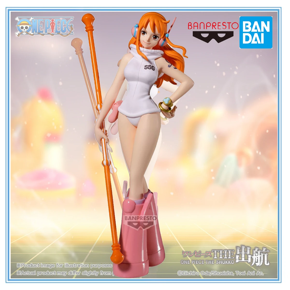 

In Stock Original BANDAI BANPRESTO Prepainted One Piece The Shukko One Piece Egghead Ver. Nami Anime Figure Model Decoration
