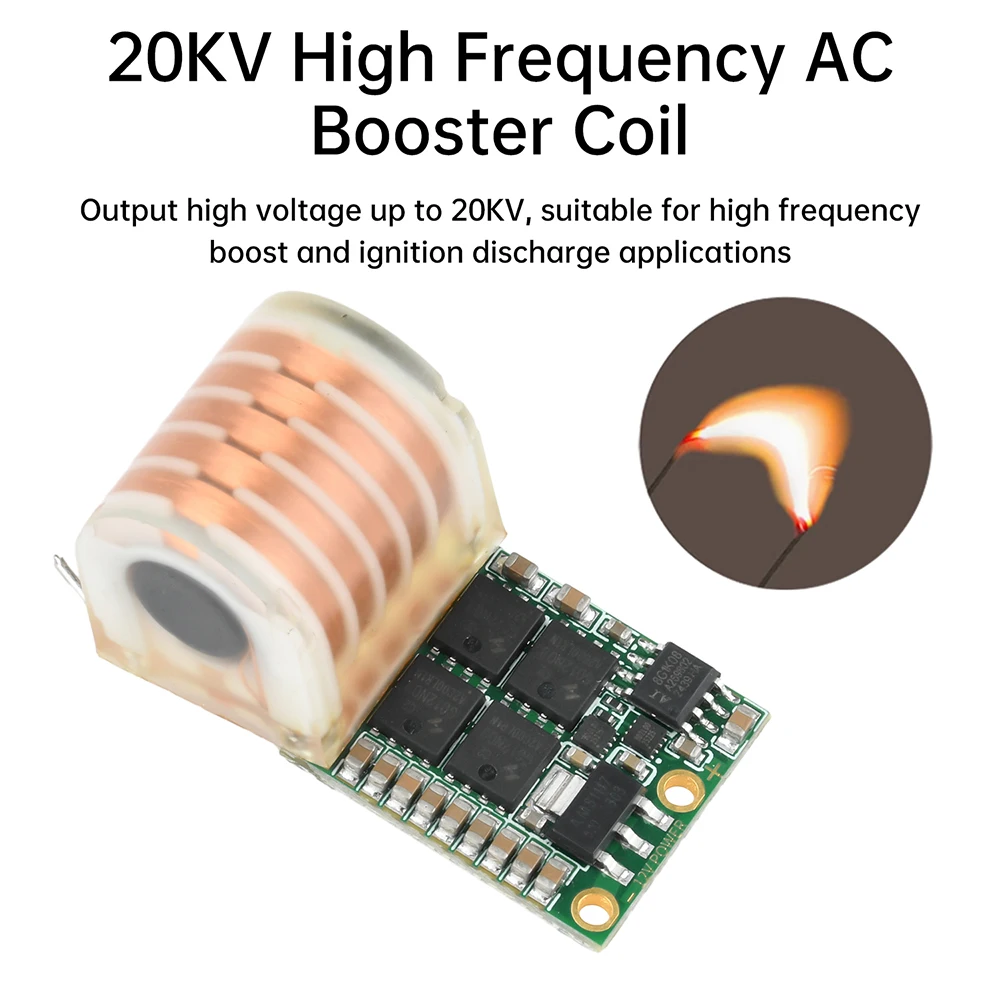 DC 9-12V to AC 20KV high-frequency AC boost coil high-voltage ignition module 12V low heating arc pulling for ten minutes