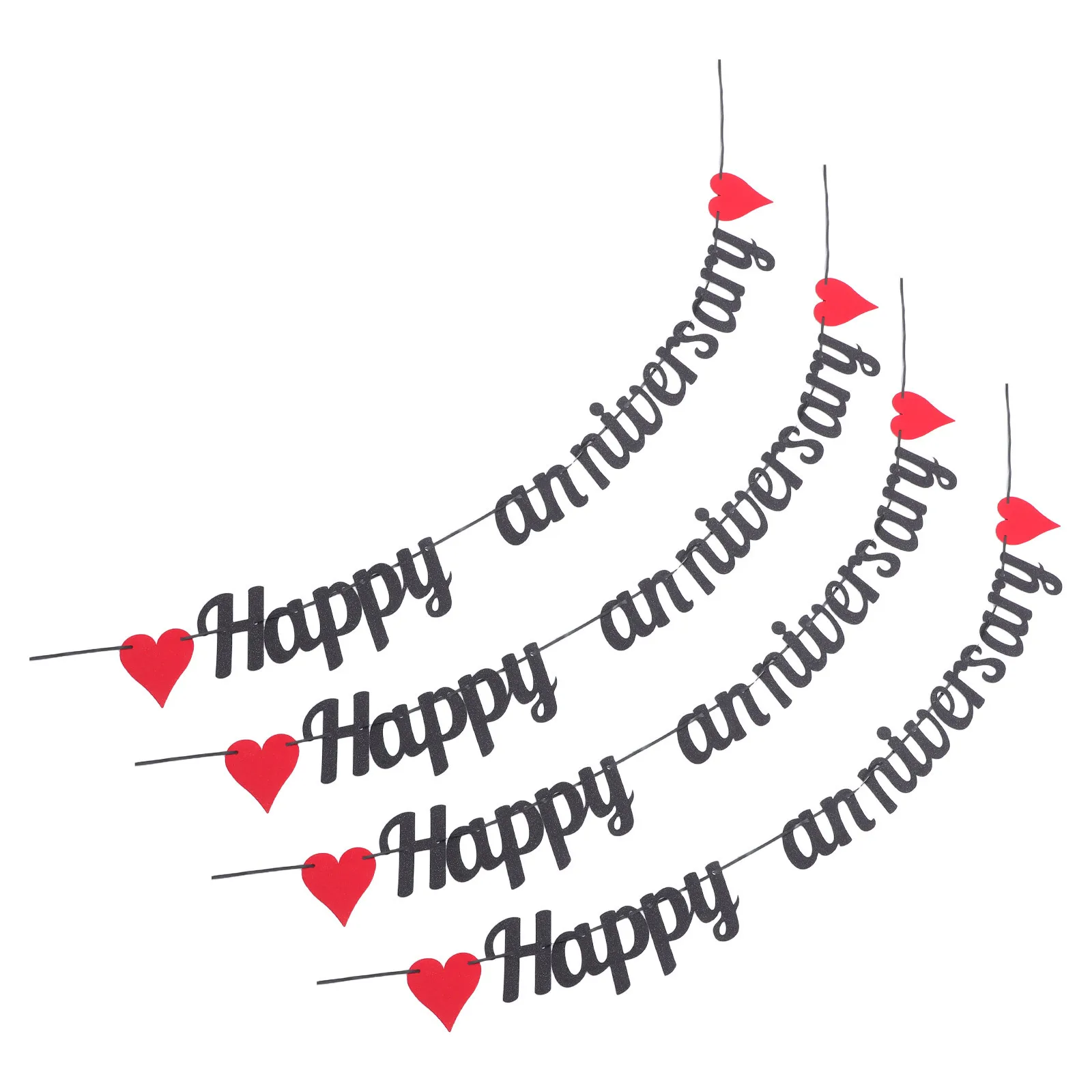

4pcs Happy Anniversary Banner: Wedding Anniversary Party Decorations Romantic Love Heart Garland Hanging For Celebrations